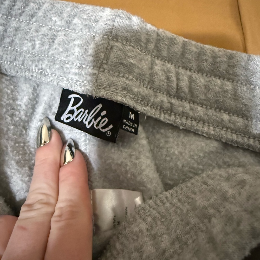 Barbie Light Gray Joggers with Pink Logo - Picture 4 of 6